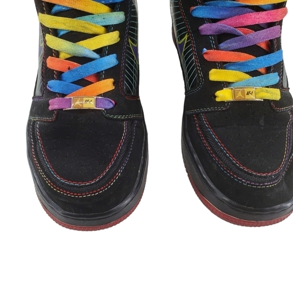 Nike Jordan Fusion 5 V AF-1 Shoes Men sz 8 Black Rainbow Mid Sneakers 070911-LN3 - Picture 8 of 16